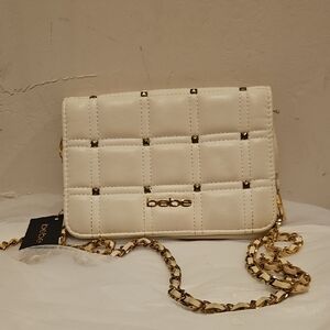 Bebe White Quilted Crossbody Bag